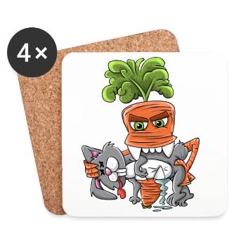 Karotten Revolution Hase - Untersetzer (4er-Set) - Weiß - Vorne