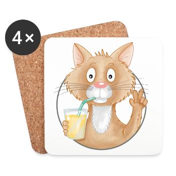 Limo-Katze - Untersetzer (4er-Set) - Weiß - Vorne