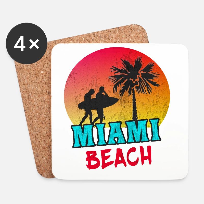 Miami Beach / Retro / Geschenk / USA - Untersetzer (4er-Set) - Weiß