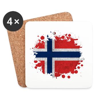 Klecks Norvège - Cadeau drapeau - Dessous de verre (lot de 4) - blanc - Devant