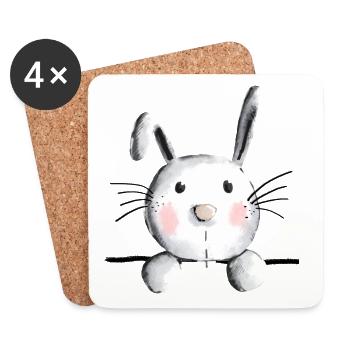 Cute bunny - bunny - rabbit - rabbit - Coasters (set of 4) - white - Front