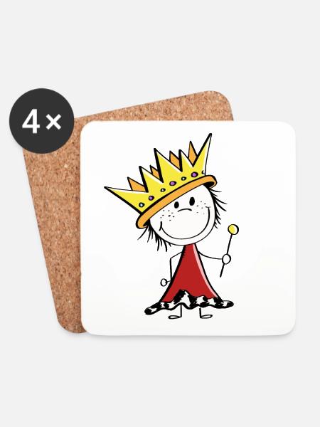 Süßer kleiner König - Könige - Strichmännchen - Untersetzer (4er-Set) - Weiß