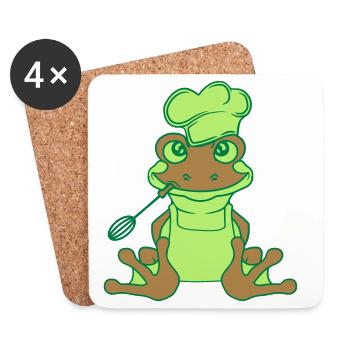 koch chef kochen lecker essen muetze schuerze gril - Untersetzer (4er-Set) - Weiß - Vorne