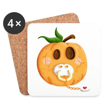 Bébé ventre citrouille I grossesse I cadeau - Dessous de verre (lot de 4) - blanc - Devant