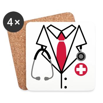 Doctor, Doctor Costume - Coasters (set of 4) - white - Front