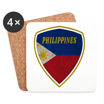 Philippinen Wappen Vintage Geschenk Flagge Manila - Untersetzer (4er-Set) - Weiß - Vorne