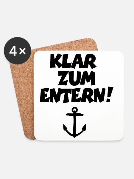 Klar zum Entern! Segeln Segler Segelspruch - Untersetzer (4er-Set) - Weiß