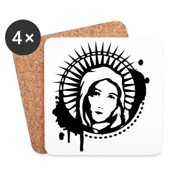 Holy Mary portrait graffiti stencil - Coasters (set of 4) - white - Front