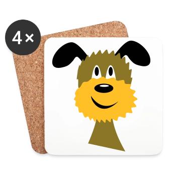 chien - Dessous de verre (lot de 4) - blanc - Devant