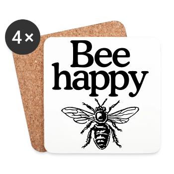 Bee happy - Dessous de verre (lot de 4) - blanc - Devant