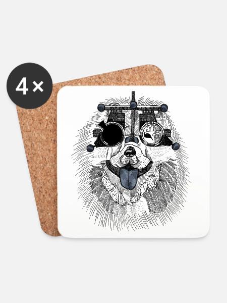 Augenoptiker Hund mit Messbrille - Untersetzer (4er-Set) - Weiß