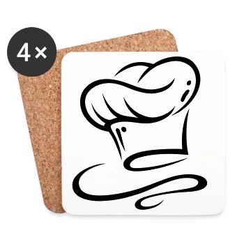 Chapeau, cuisinier, cuisine du chef - Dessous de verre (lot de 4) - blanc - Devant