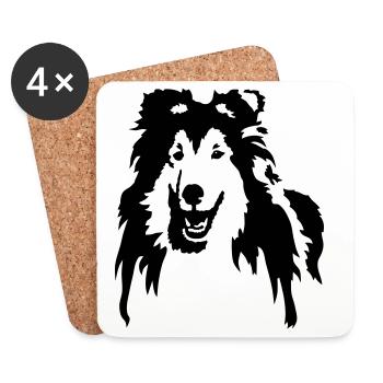 Collie - Dessous de verre (lot de 4) - blanc - Devant