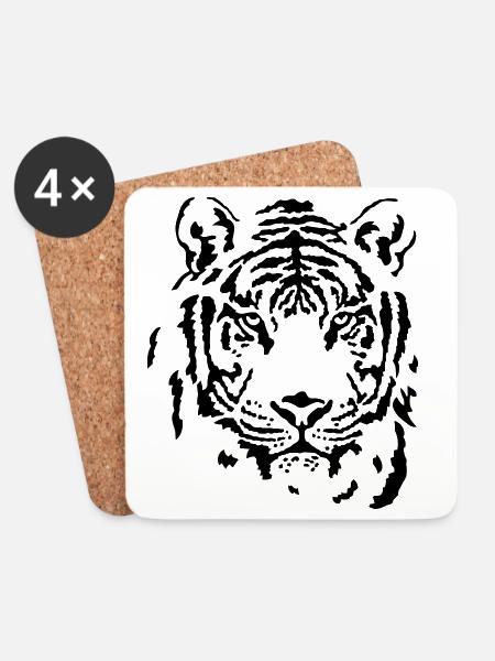 Tiger - Untersetzer (4er-Set) - Weiß