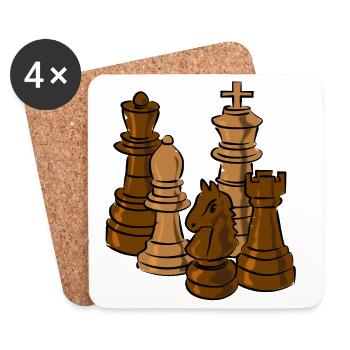 échecs - Dessous de verre (lot de 4) - blanc - Devant