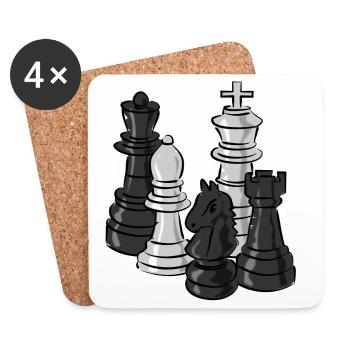 échecs - Dessous de verre (lot de 4) - blanc - Devant