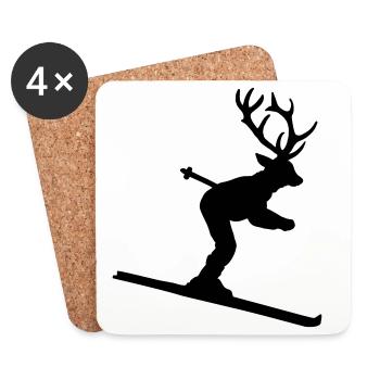 Skihisch - Apres Ski Design für Skifahrer - Untersetzer (4er-Set) - Weiß - Vorne