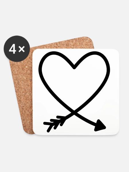 Herz Pfeil Liebe Freundschaft Kraft Geschenkidee - Untersetzer (4er-Set) - Weiß