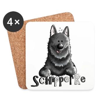 Pfiffiger Schipperke - Hund - Untersetzer (4er-Set) - Weiß - Vorne