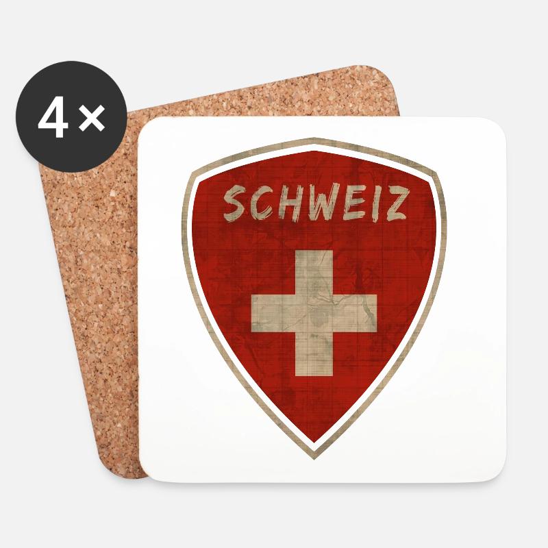 Schweiz Vintage Wappen / Geschenk Zürich - Untersetzer (4er-Set) - Weiß