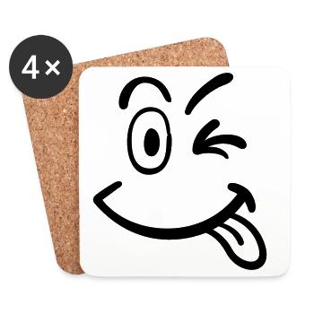 smiley face - Coasters (set of 4) - white - Front