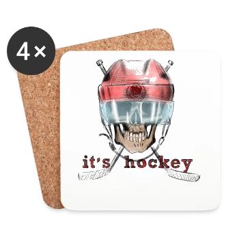 skull hockey - Dessous de verre (lot de 4) - blanc - Devant