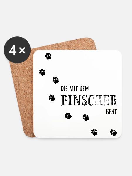 Die mit dem Pinscher geht - Hundepfoten - Untersetzer (4er-Set) - Weiß