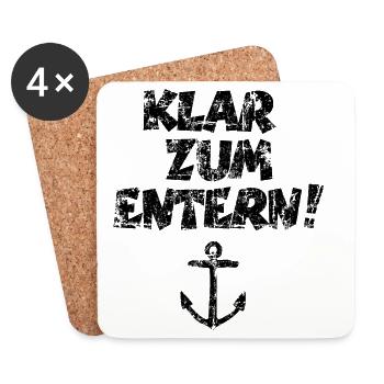 Klar zum Entern Segel Segeln (Vintage/Schwarz) - Untersetzer (4er-Set) - Weiß - Vorne