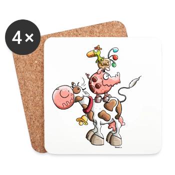 Ferme Animal - Dessous de verre (lot de 4) - blanc - Devant