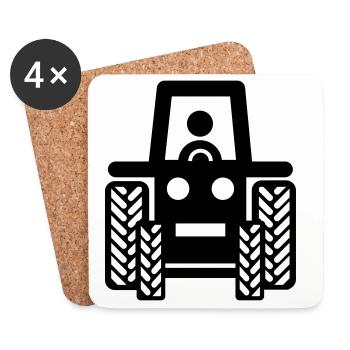 tracteur - Dessous de verre (lot de 4) - blanc - Devant
