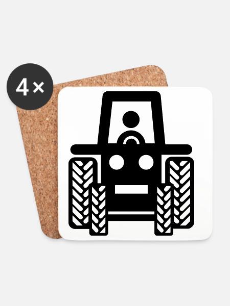 Traktor - Untersetzer (4er-Set) - Weiß