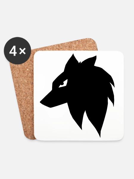 Manga Wolf - Coasters (set of 4) - white