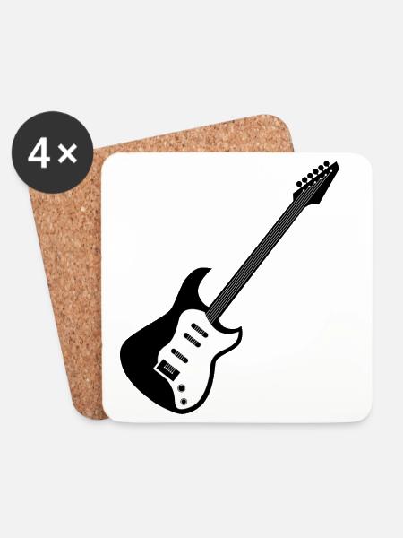 e-Gitarre Symbol Musik Gitarren Musiker Band icon - Untersetzer (4er-Set) - Weiß