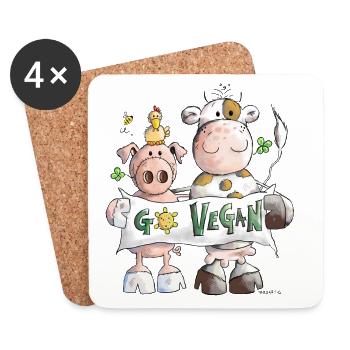 Go Vegan - Coasters (set of 4) - white - Front