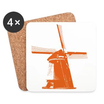 Moulin à vent Pays-Bas - Dessous de verre (lot de 4) - blanc - Devant