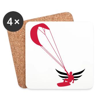 Kiteboarding Kitesurfing Kitesurf Kitesurfer Kiter - Coasters (set of 4) - white - Front