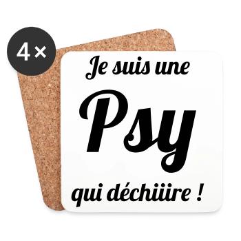 Psychologue / Psychiatre / Travail / Psychanalyste - Dessous de verre (lot de 4) - blanc - Devant