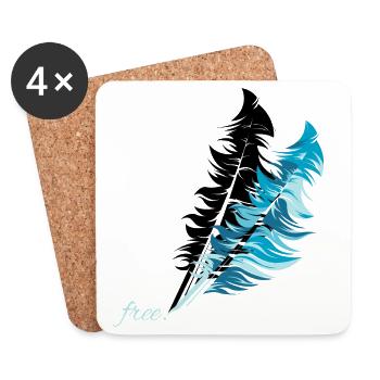 free feder feather frei freiheit illustration - Untersetzer (4er-Set) - Weiß - Vorne