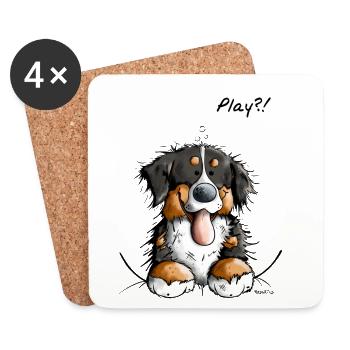 Heureux Bouvier Bernois - Chiens - Cadeau - Dessous de verre (lot de 4) - blanc - Devant