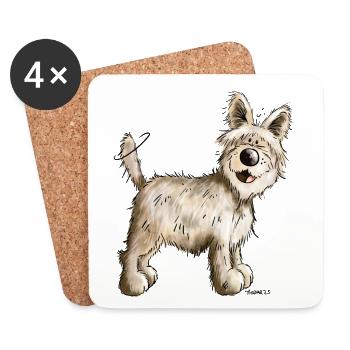 Funny Berger Picard - Dog - Cartoon - Gift - Coasters (set of 4) - white - Front