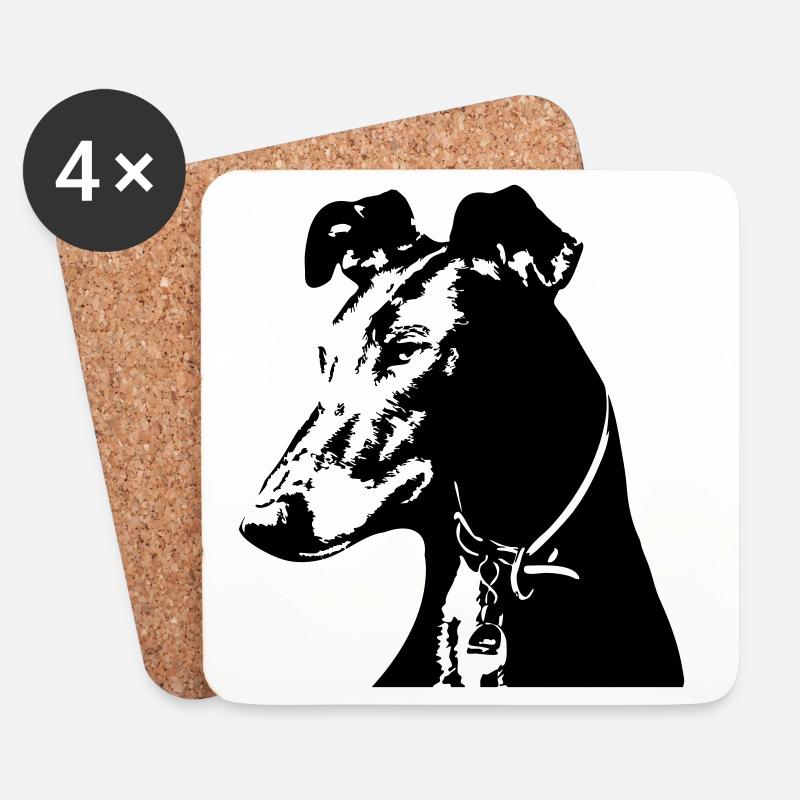 Galgo head - Coasters (set of 4) - white