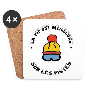 la vie est meilleure sur les pistes - Dessous de verre (lot de 4) - blanc - Devant
