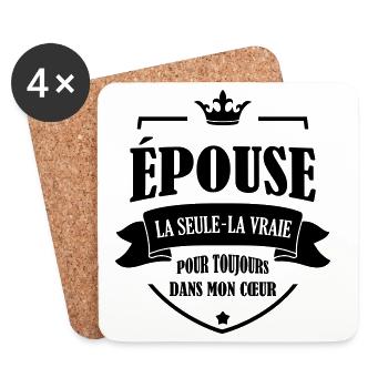 Epouse - Mariée - Mariage - Couple - Amour - Coasters (set of 4) - white - Front