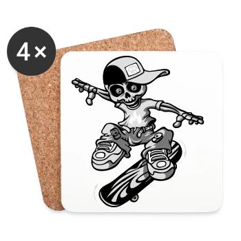 squellette skateur - Dessous de verre (lot de 4) - blanc - Devant