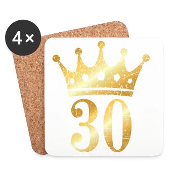 30. Geburtstag Krone (Vintage Goldgelb) - Untersetzer (4er-Set) - Weiß - Vorne