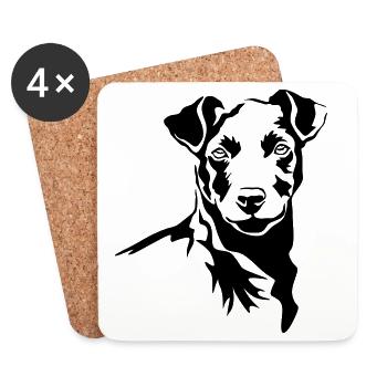 Tête de Patterdale Terrier - Dessous de verre (lot de 4) - blanc - Devant