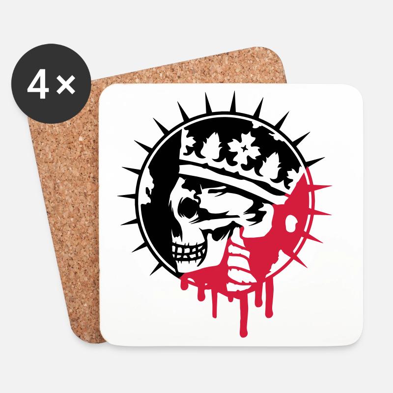 Totenschädel mit Krone Graffiti Patch - Untersetzer (4er-Set) - Weiß