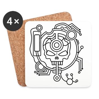 Cyber Skull Skull as a circuit - Coasters (set of 4) - white - Front
