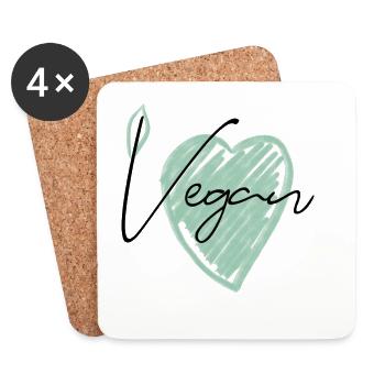 Végétalien - Dessous de verre (lot de 4) - blanc - Devant