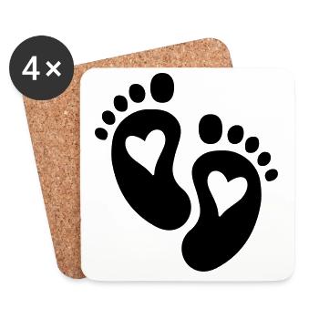 Pieds de bébé Coeur - Dessous de verre (lot de 4) - blanc - Devant